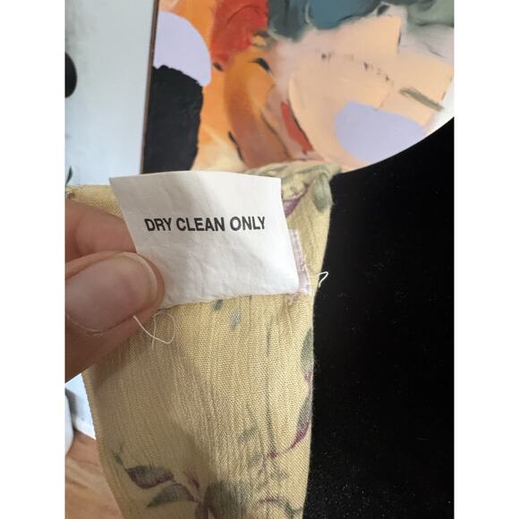 Vintage 80’s 90’s R & K Midi Cottage Core Yellow Floral Dress Sz 14 Pleaded - Picture 7 of 10